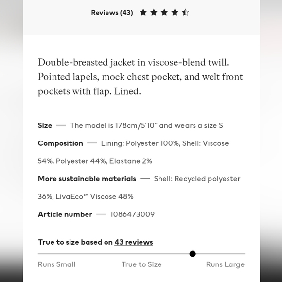 ⚡CLEAROUT SALE⚡🆕️NWT H&M Double-breasted Jacket in 'Gray/Plaid', Size Medium - Picture 12 of 14